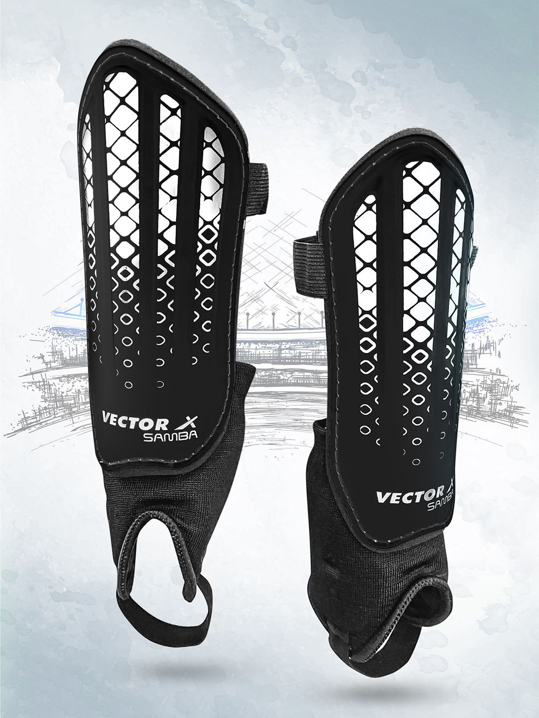 VECTOR X Samba-SR Football Shin Guard With Adjustable Straps