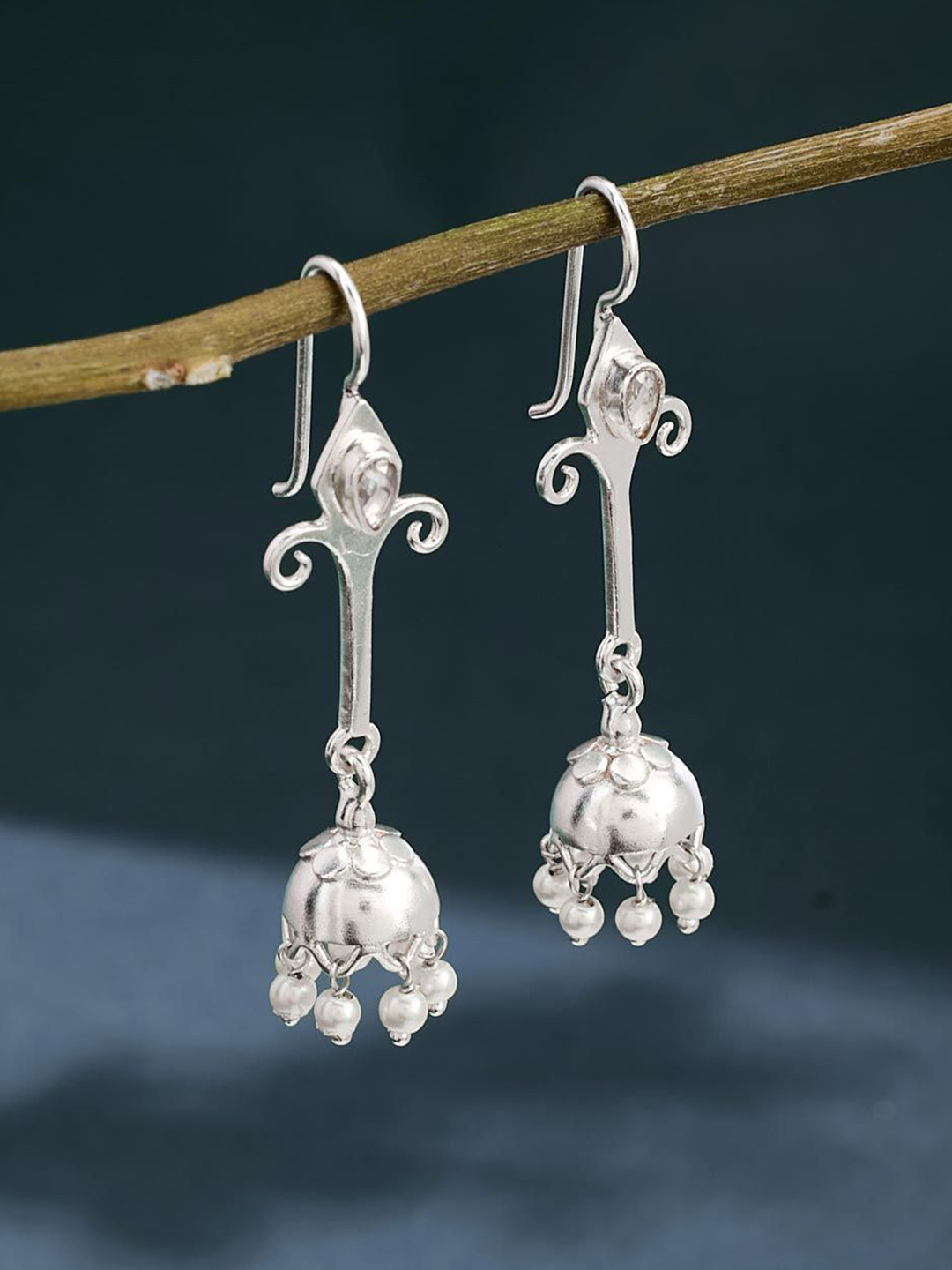Fabindia Women Contemporary Silver Jhumka Earrings