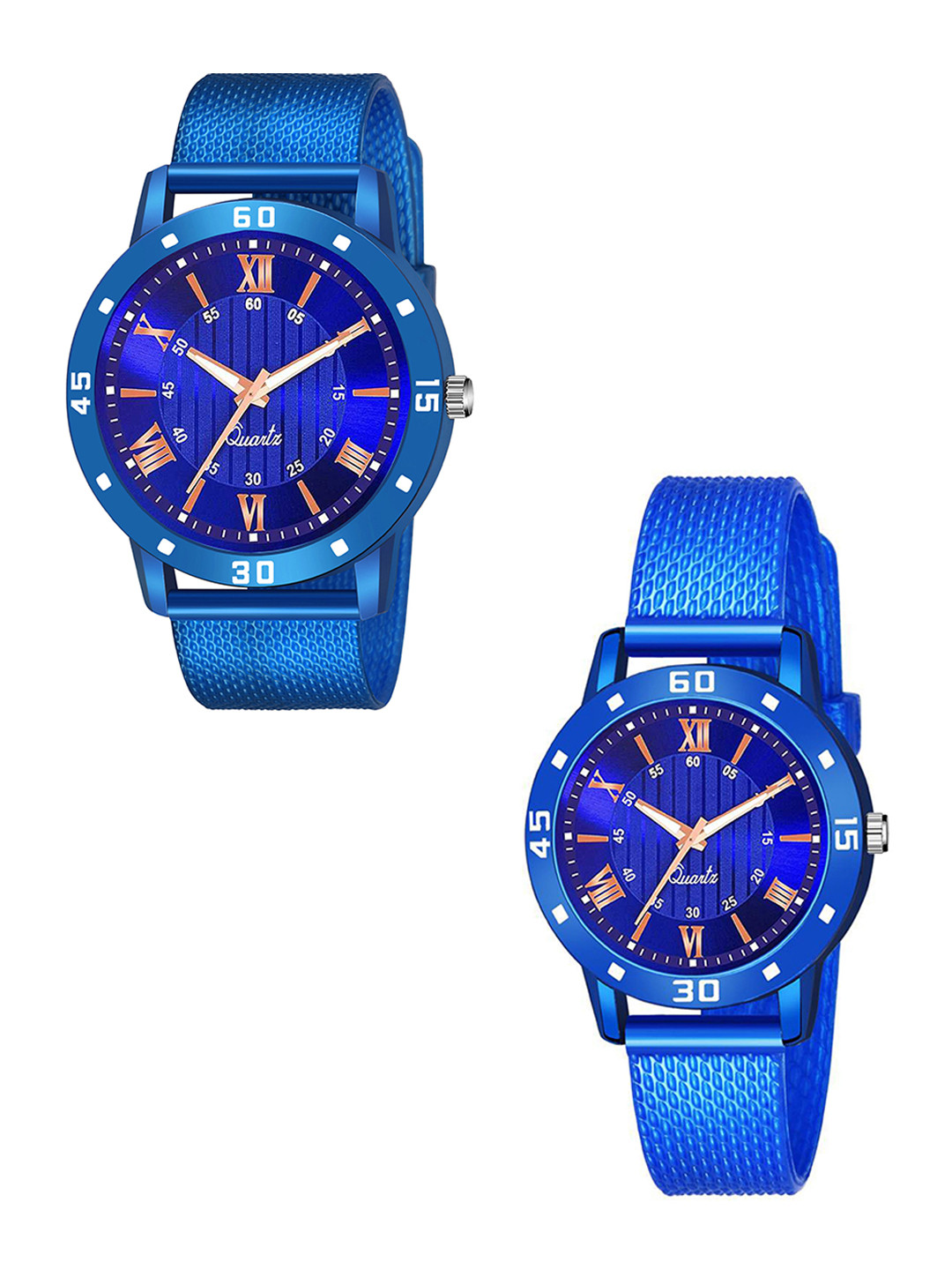 Gopal Shopcart Unisex Set Of 2 Analogue Watch 1016 BLU D Aeviyo Couple S_F