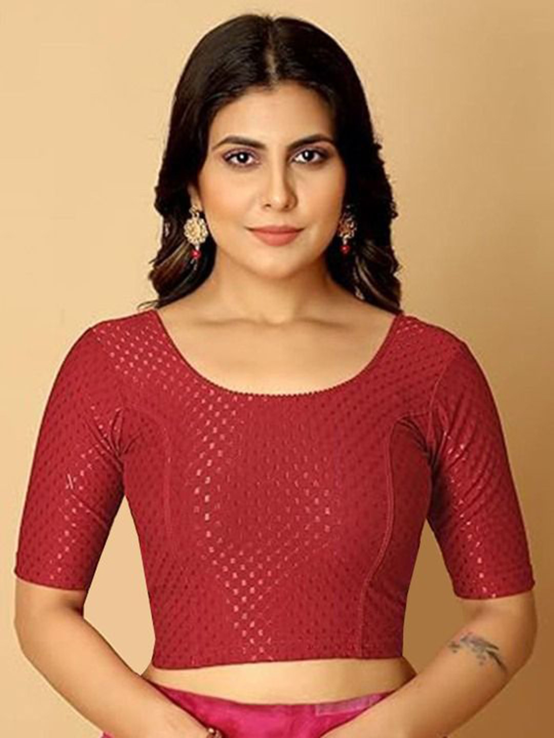 SHREEJI DESIGNER Woven Design Saree Blouse
