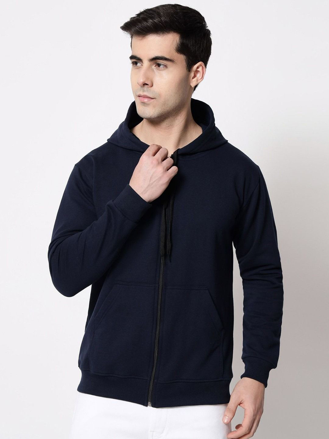 The Roadster Lifestyle Co. Men Solid Full Sleeve Casual Zipper Hoodie Sweatshirts