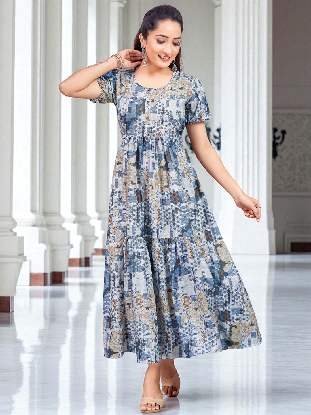 JYA Women Ethnic Motifs Printed Daily Cotton Anarkali Kurta