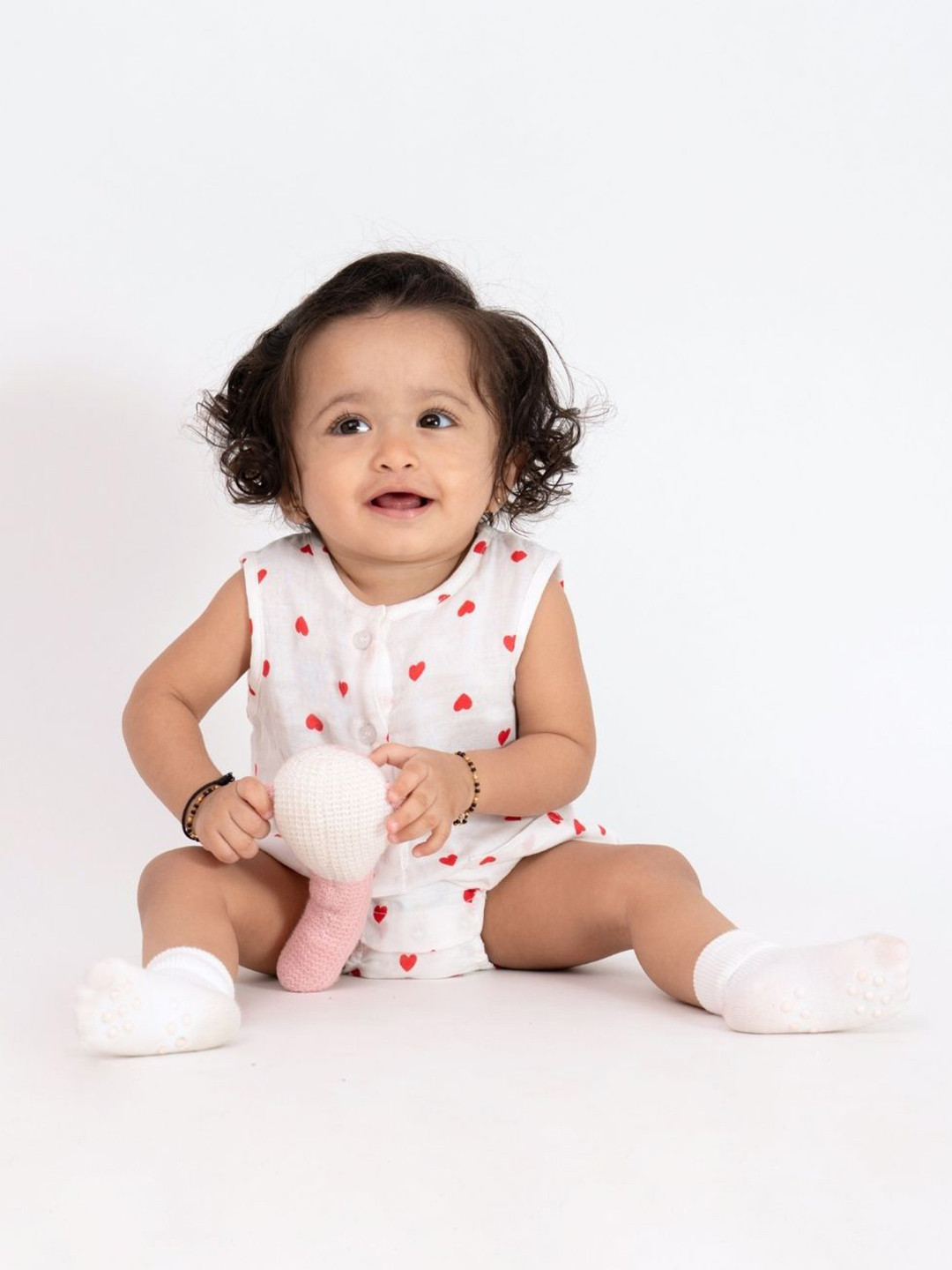 haus & kinder Infants Heart Printed Pure Cotton Bodysuit