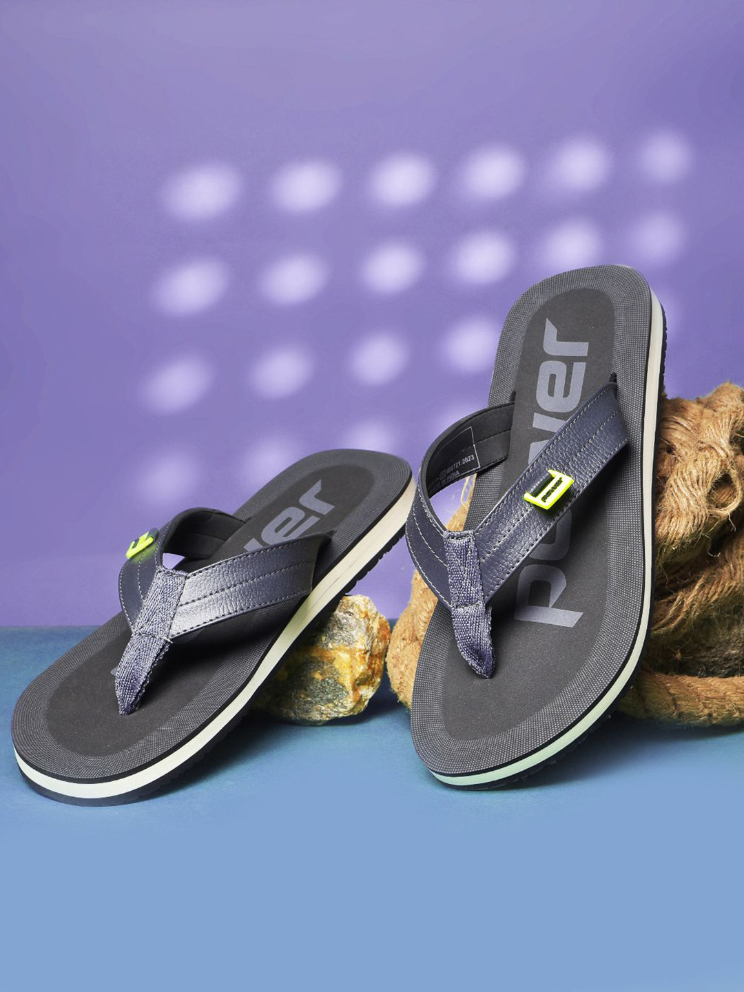 Power Men Printed Lightweight, Durable, and Comfortable Thong Flip-Flops