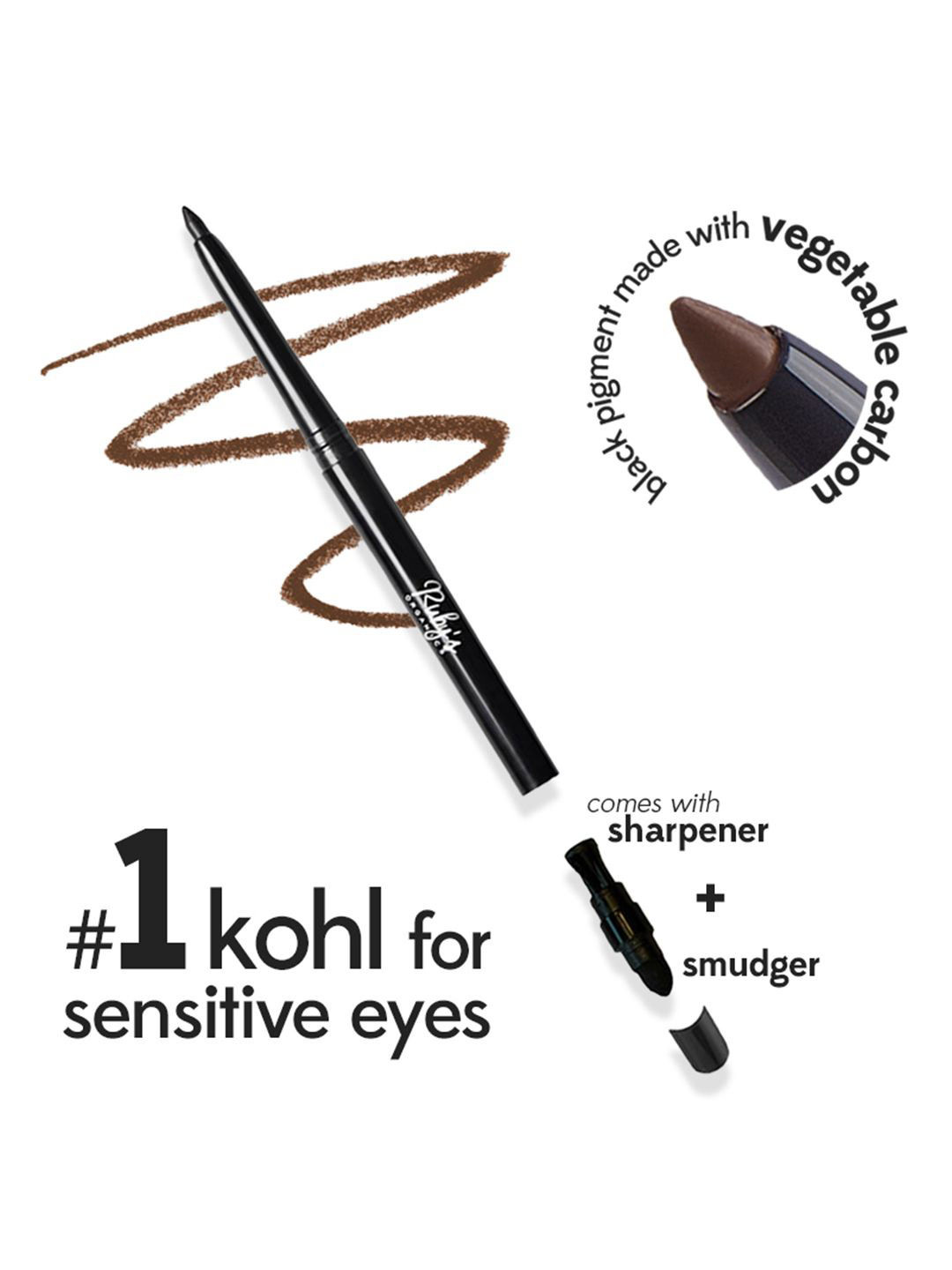 Ruby's Organics Smoked Kohl Pencil Kajal + Eyeliner - Brown 0.35g
