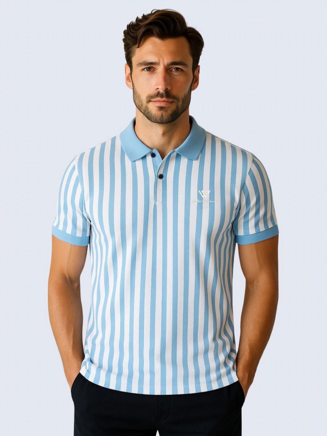 WILD ELEPHANT Striped Polo Collar T-shirt