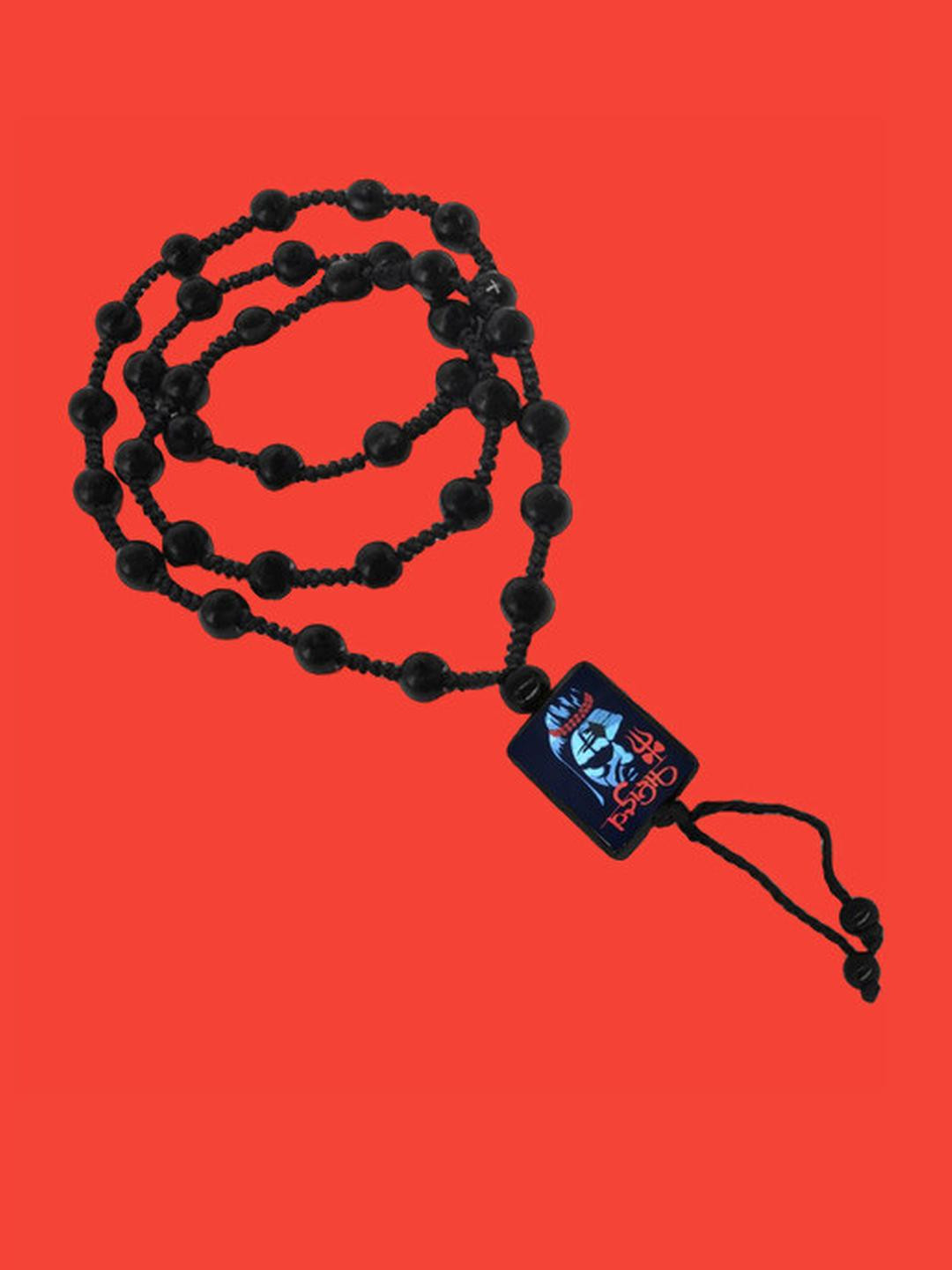 Dynamic Retail Global Men's Black Pendant and Beaded Chain