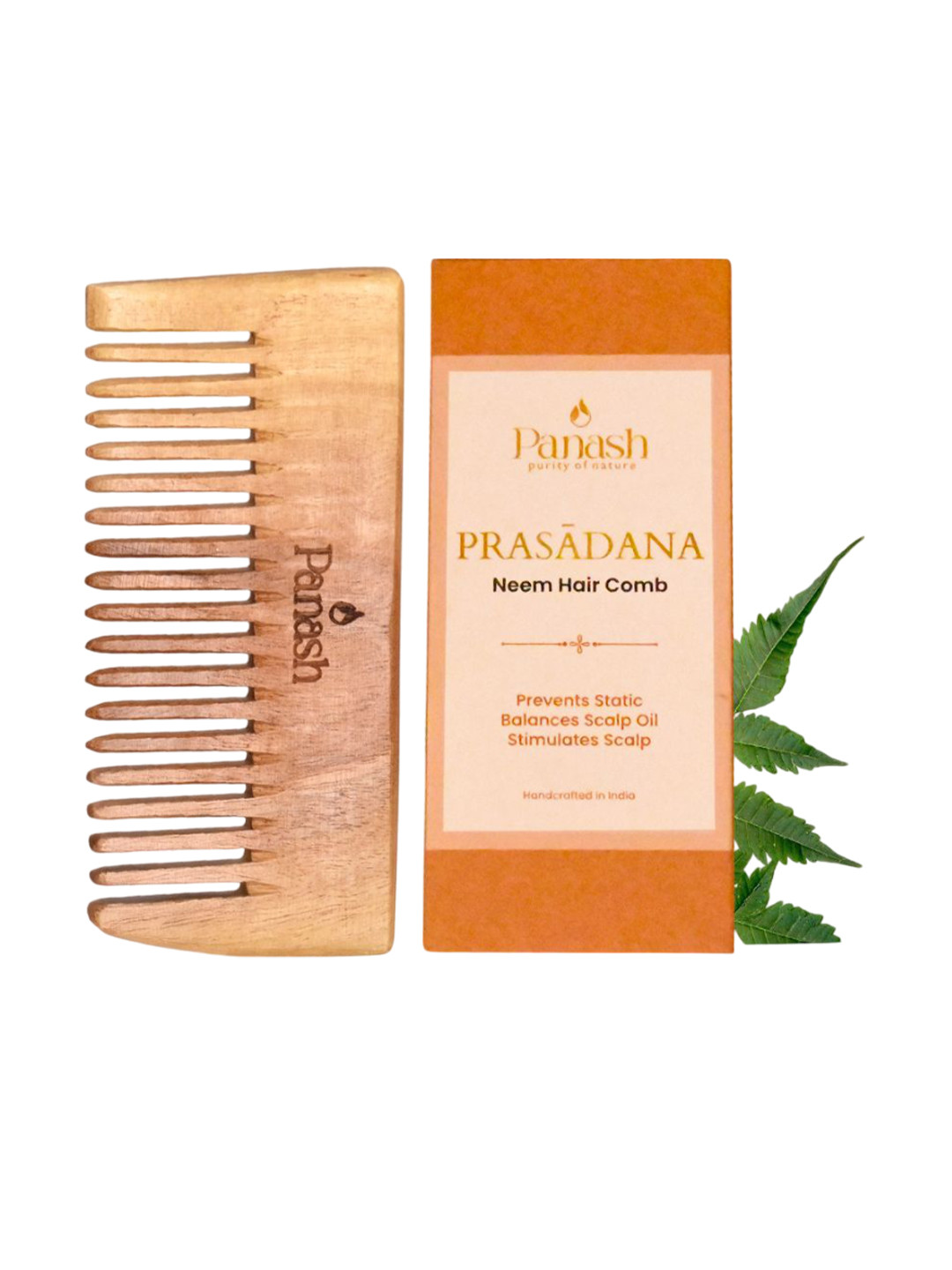 PANASH Wellness Prasadana Neem Hair Comb- Brown