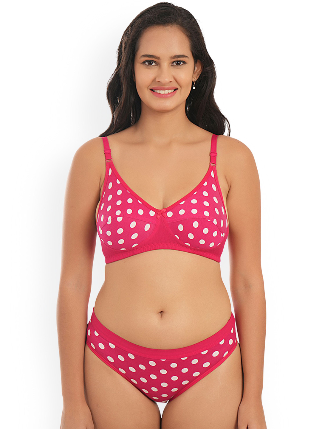 elina Printed Cotton Non Padded Lingerie Set RM-KEEM-PINK-30B
