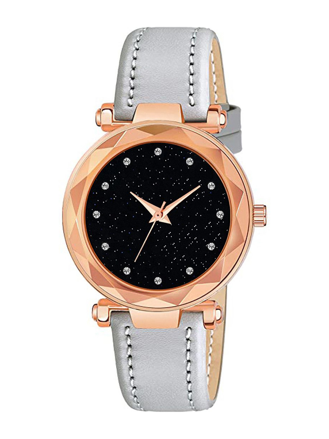 Gopal Shopcart Unisex Embellished Dial & Straps Analogue Watch GR37-9RG 12D GREY L