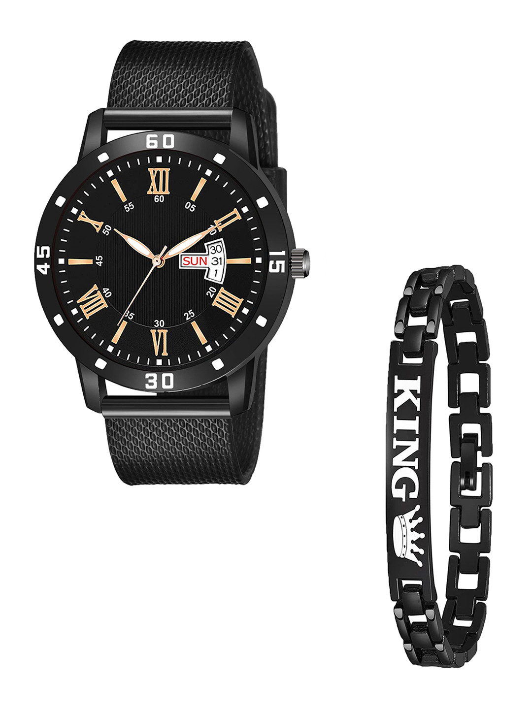 CSAMON Men Analogue Watch with Bracelet Black Safar DayDate King bracelet