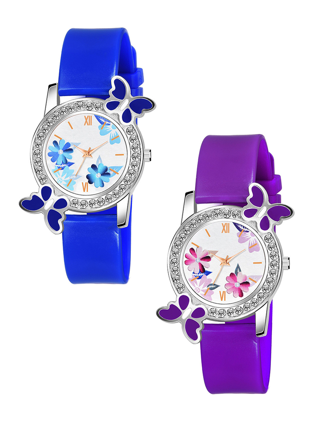 Gopal Shopcart Women Pack Of 2 Printed Dial & Straps Analogue Watch 328 BLU PUR Fosil