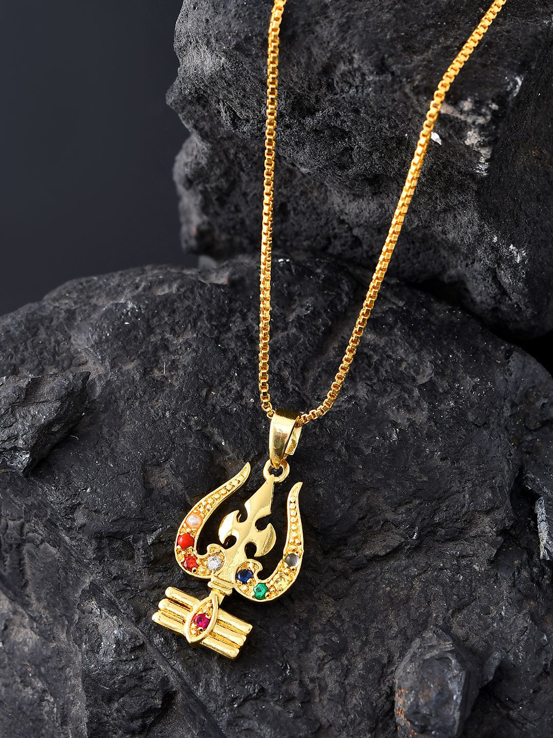 Voylla Rudra Trishakti Gold-Plated Contemporary Pendants with Chains