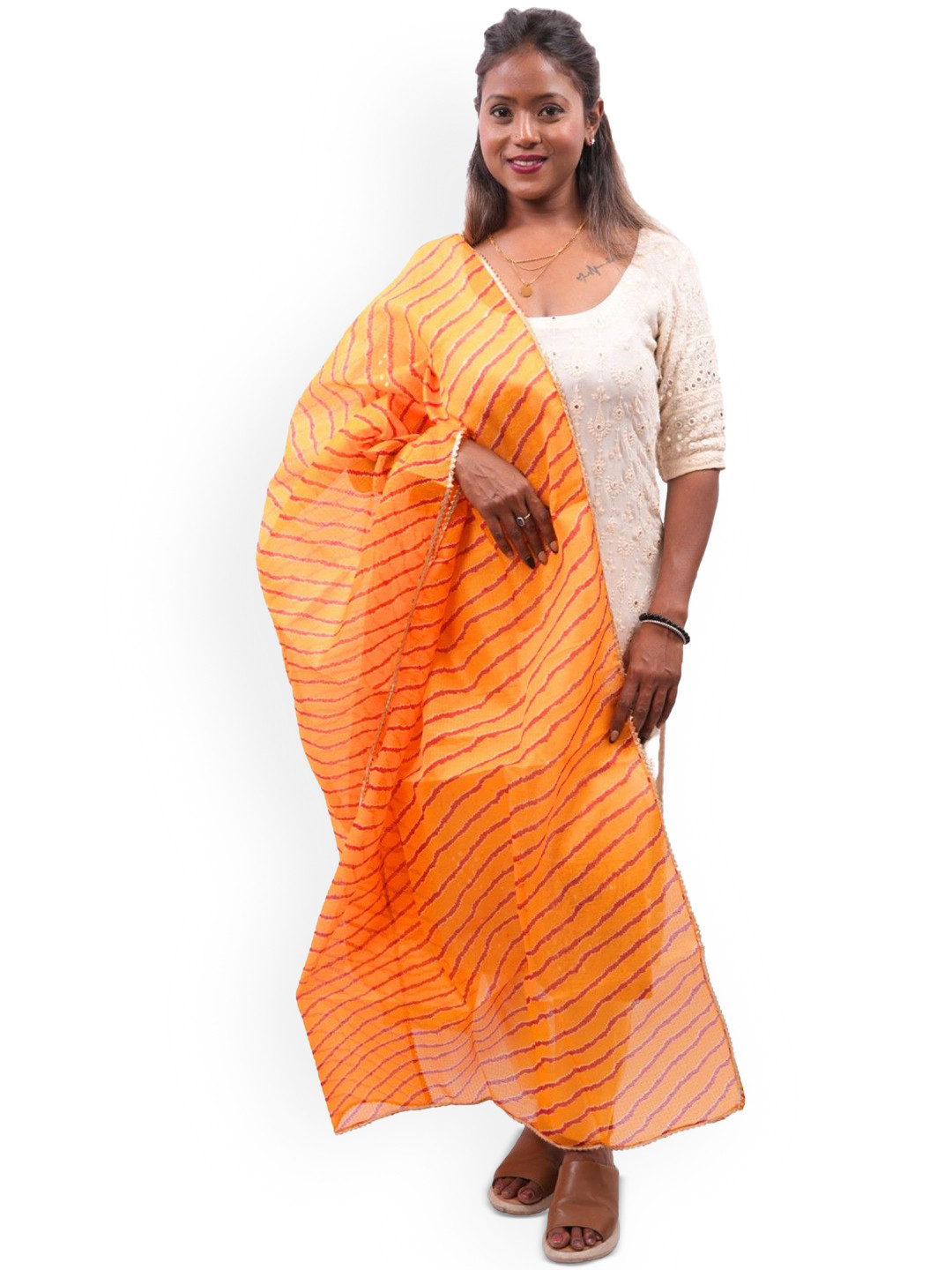 URBAN KANYA Striped Pattern Taping Border Dupatta