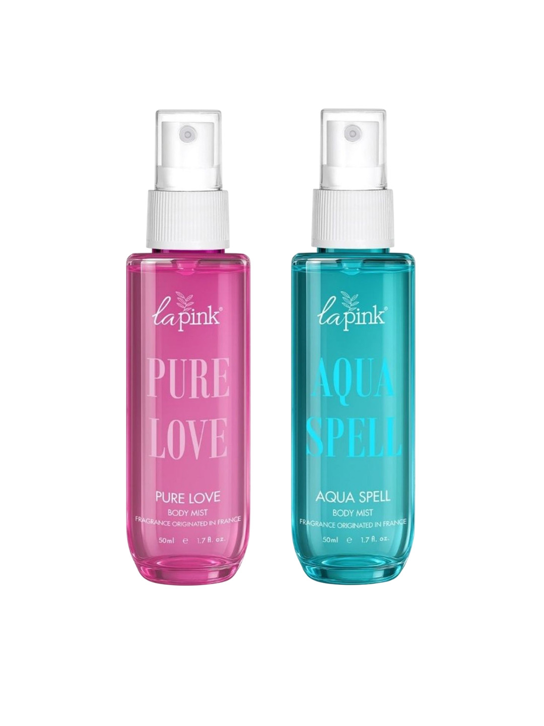 La Pink Set Of 2 Aqua Spell & Pure Love Long Lasting Body Mist Spray - 50 ml Each