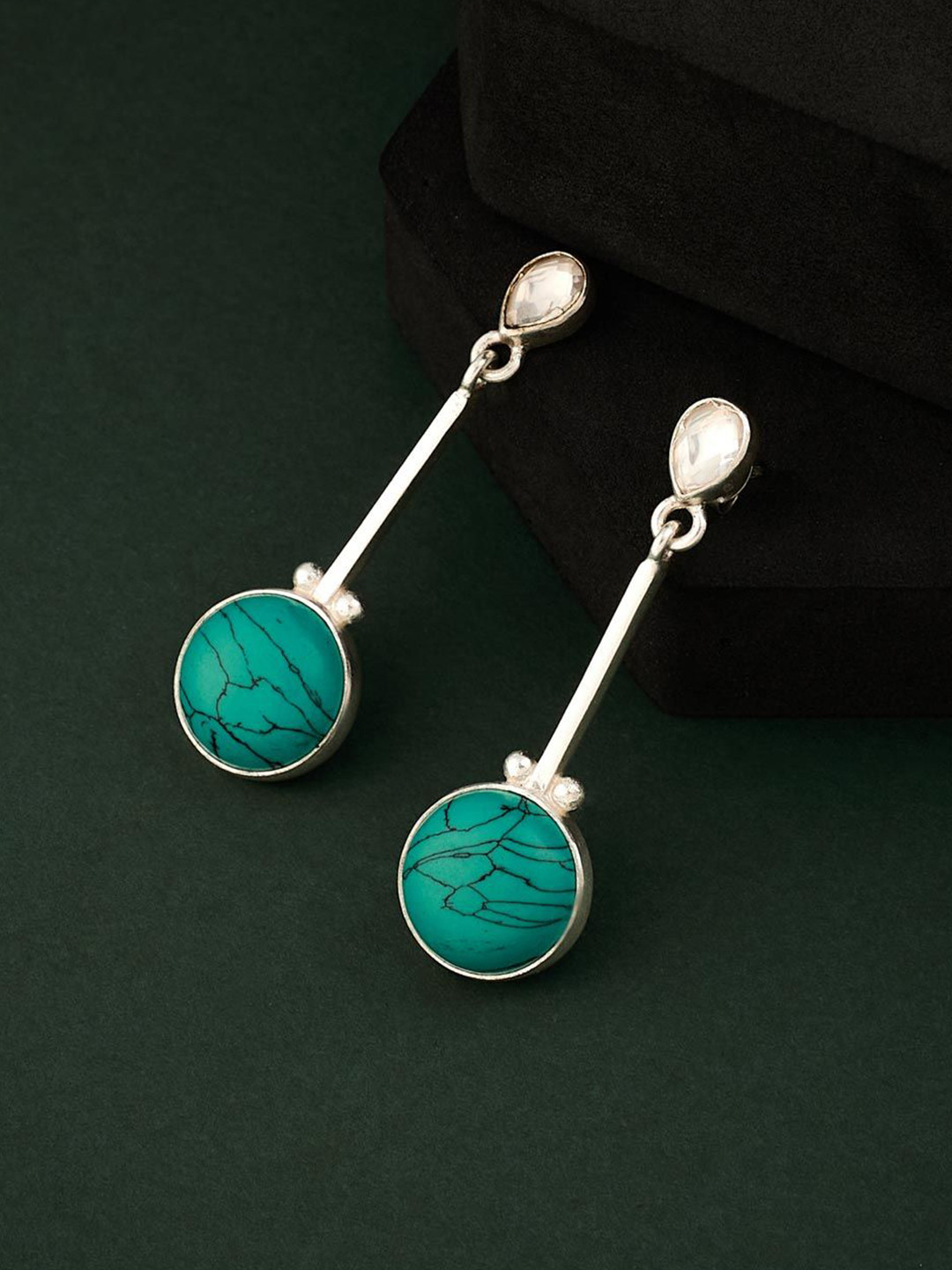 Fabindia Women Contemporary Western Silver Dangler Earrings