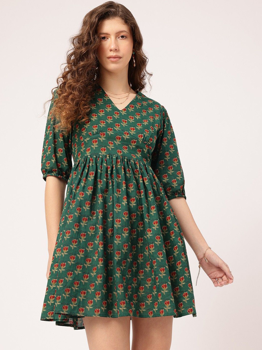 ANJIR Women Printed Crepe Mini Dress