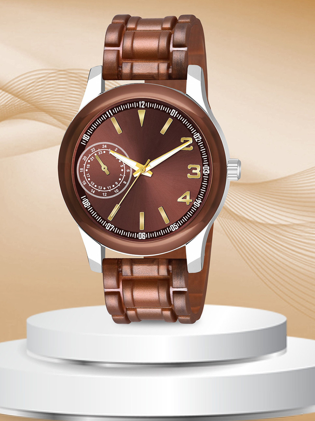 CSAMON Men Solid Round Foldover Regular Analogue Watch-B9050BRO M4 D 801BRO