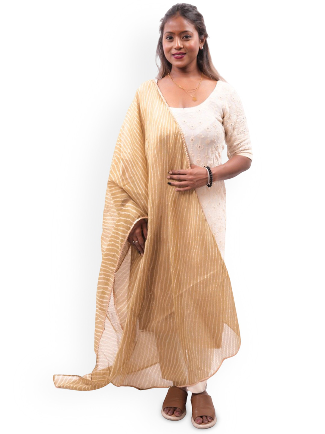 URBAN KANYA Striped Gotta Patti Dupatta