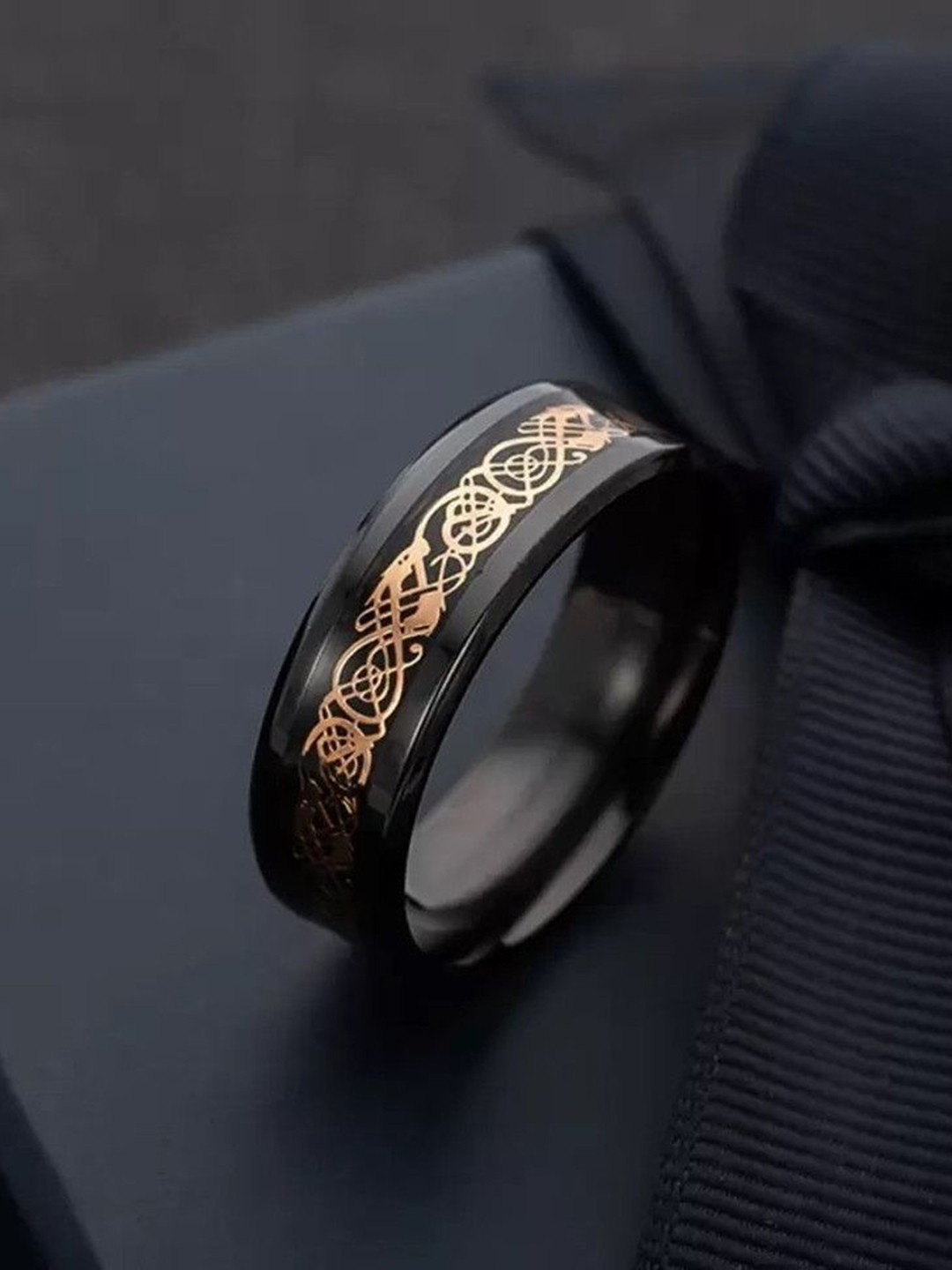 Zoey Unisex Silver-Plated Stainless Steel Intricate Textured Adjustable Band Finger Ring