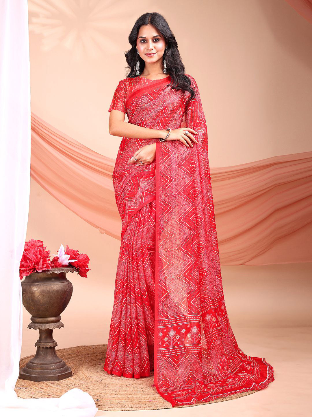 Leelavati Woven Design Pure Chiffon Saree With Blouse Piece