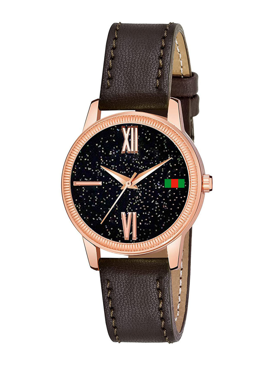 Gopal Shopcart Unisex Textured Dial Analogue Watch C25RG Roman BRO Leather