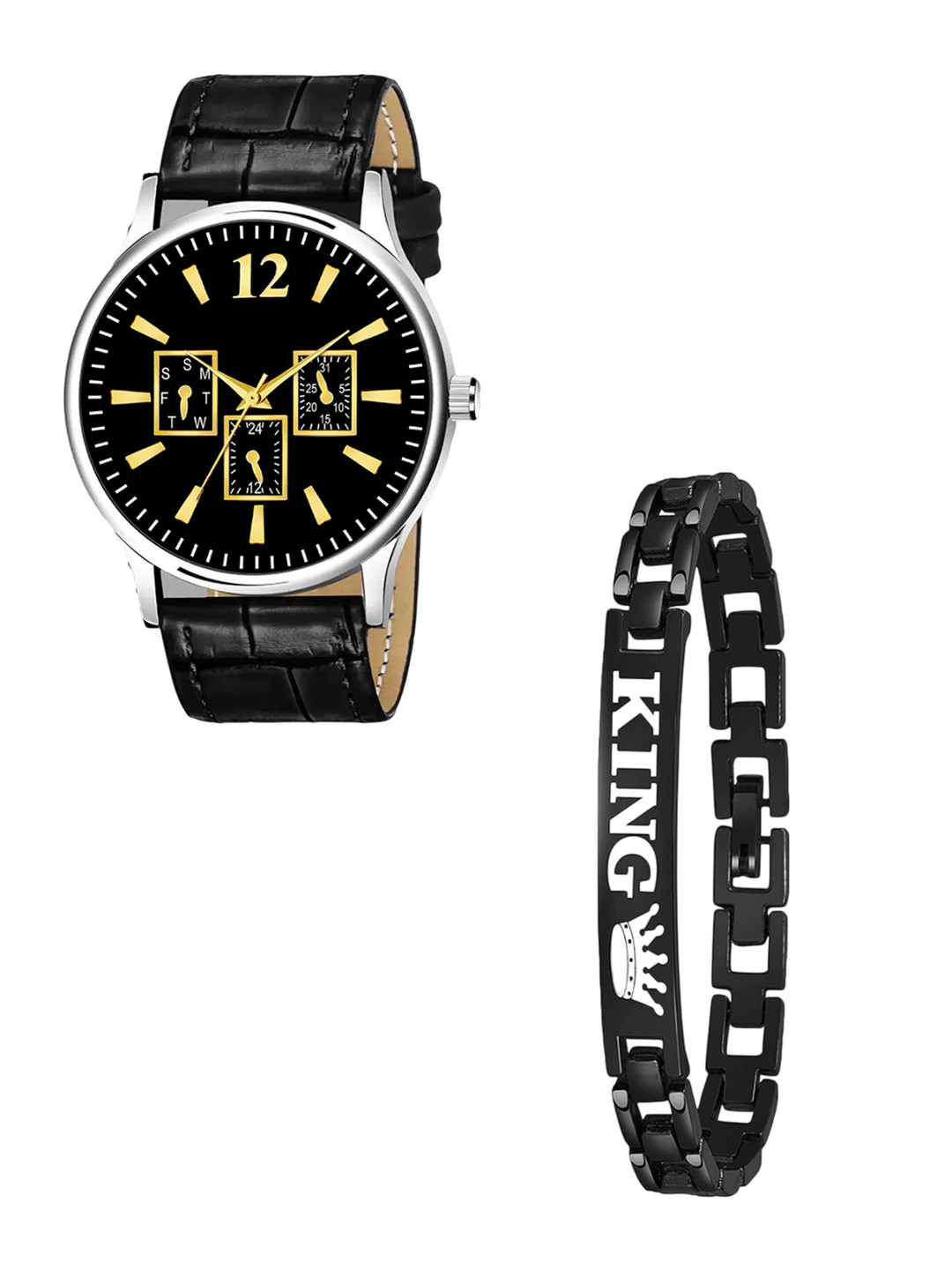 Gopal Shopcart Unisex Analogue Watch Gift Set C_1018 BLKMilar Aeviyo Silm L K