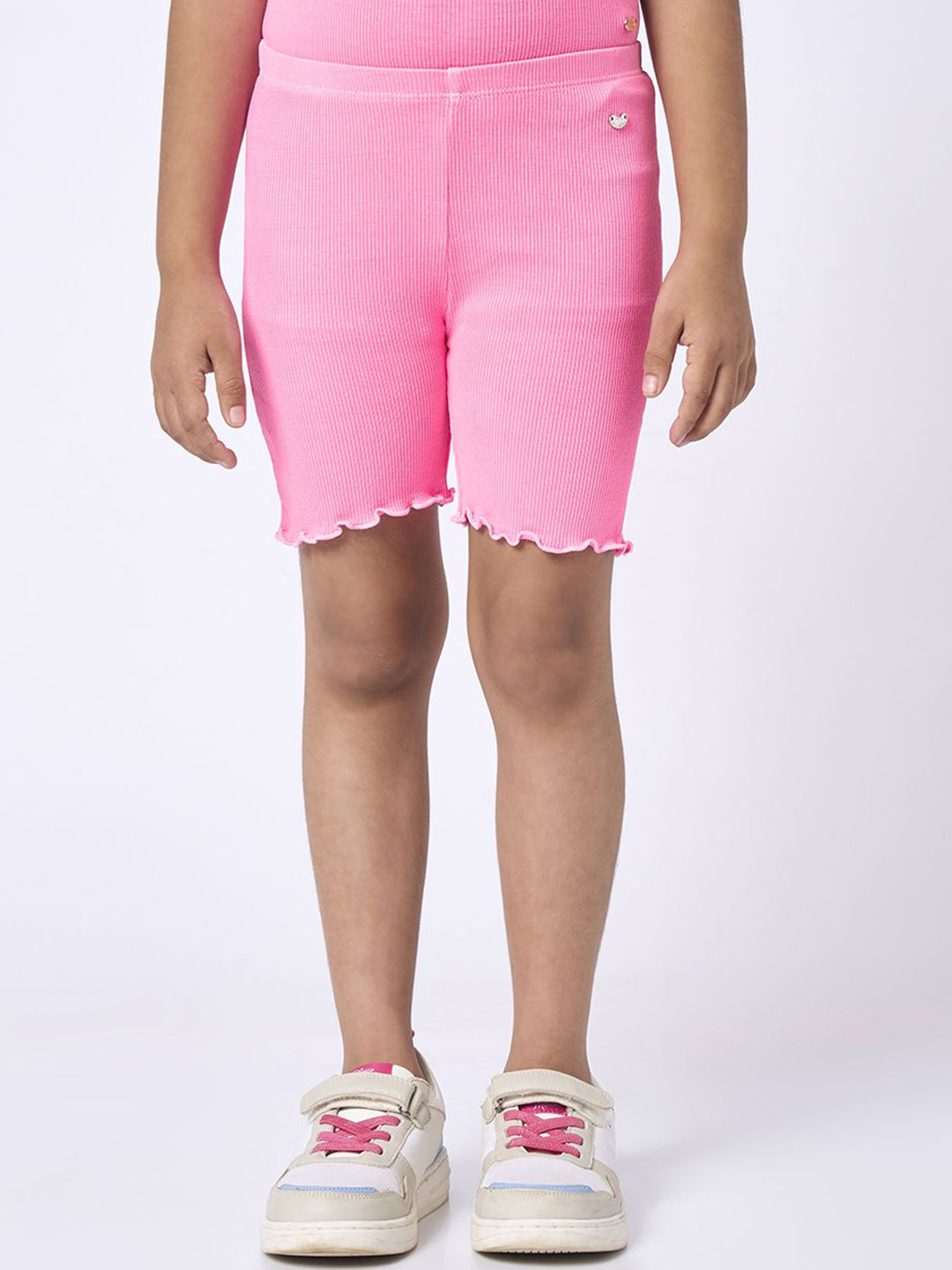 Ed-a-Mamma Girls Self Design Regular Fit Mid-Rise Above Knee Cotton Regular Shorts