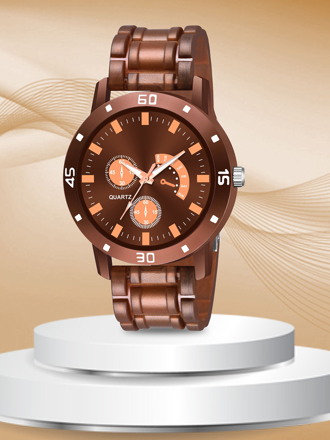 CSAMON Men Solid Round Foldover Regular Analogue Watch-BRO RG D 801BRO