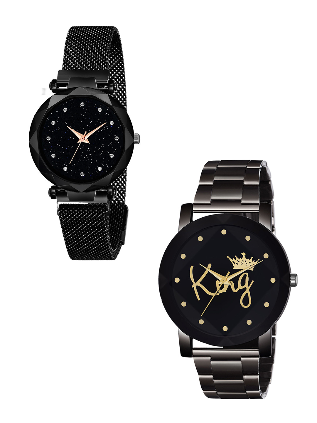 CSAMON Unisex Embellished Dial Analogue Watch GR_379_Black_12_Prizam_King