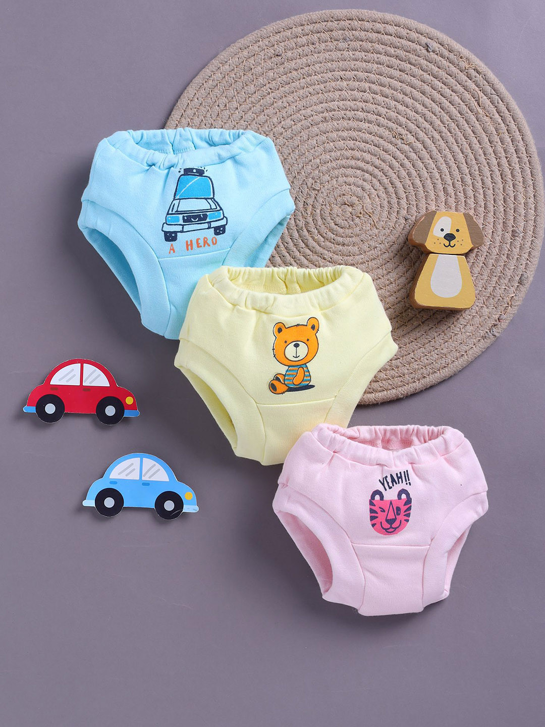 Redden Infant Girls Pack Of 3 Assorted Pure Cotton Mid-Rise Basic Briefs R1-Z41-PK3