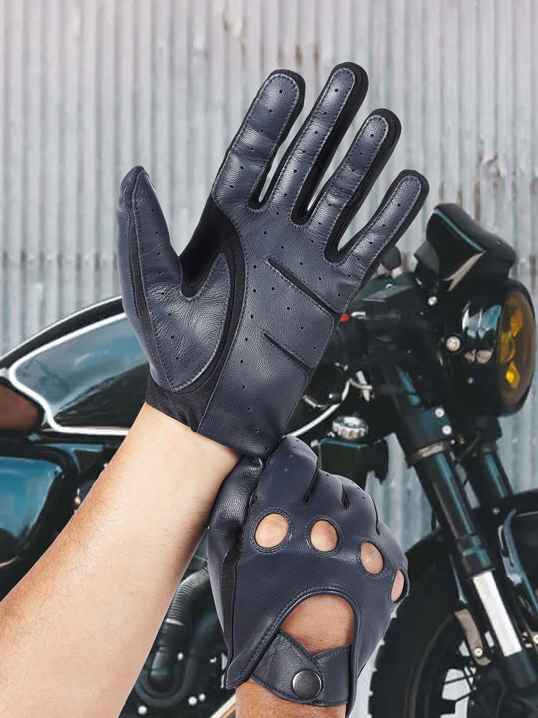 IN.HIDE Men Leather Riding Gloves