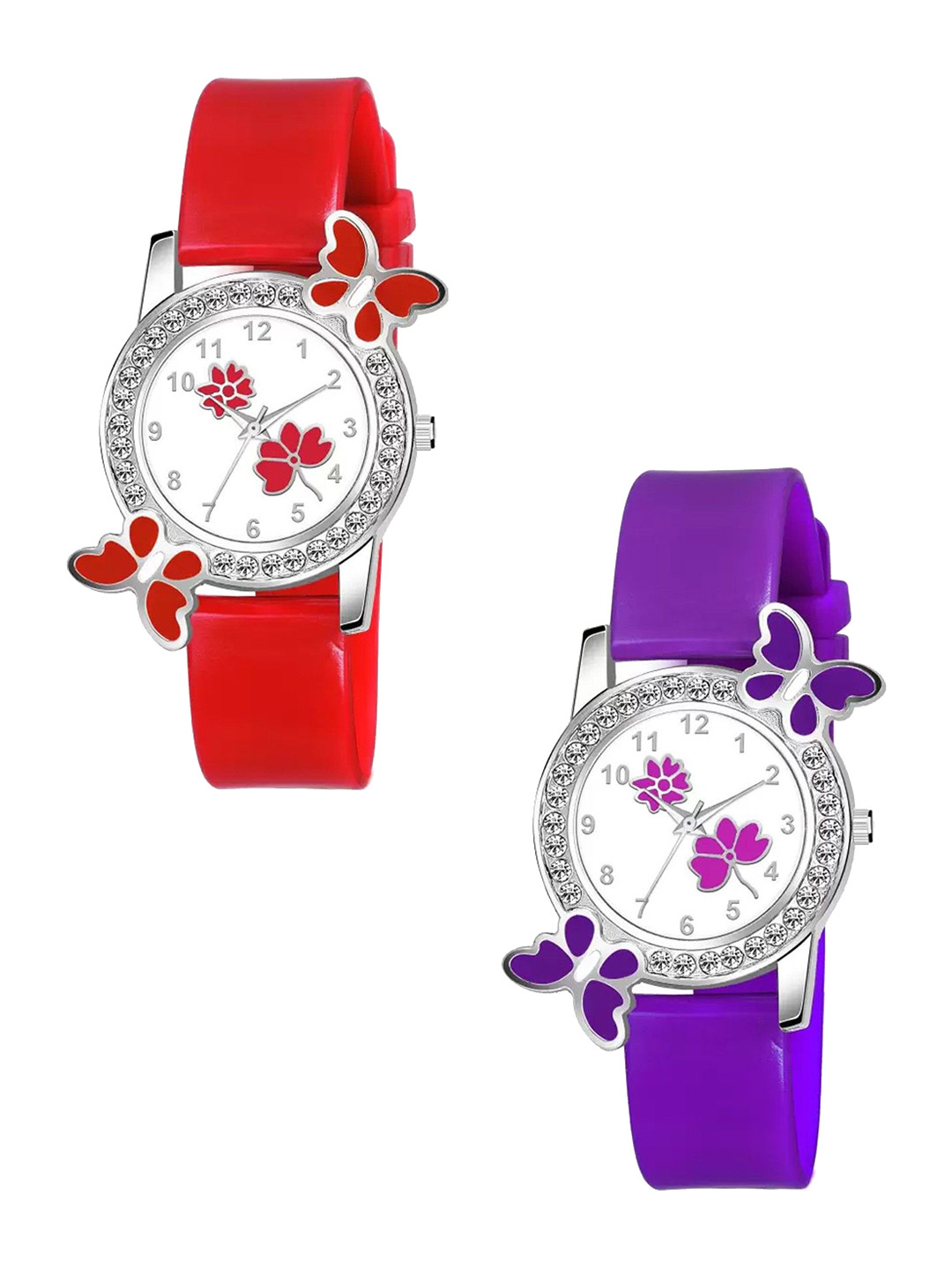 Gopal Shopcart Women Set of 2 Embellished Dial Analogue Watches 328 PUR315 RED 315