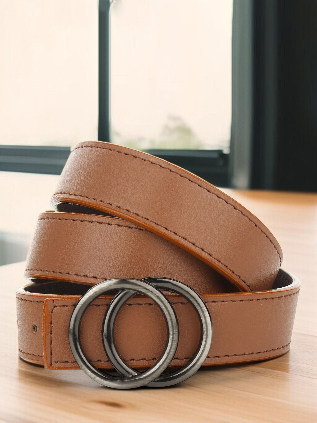 Provogue Women Double Ring Buckle Design Formal Belt