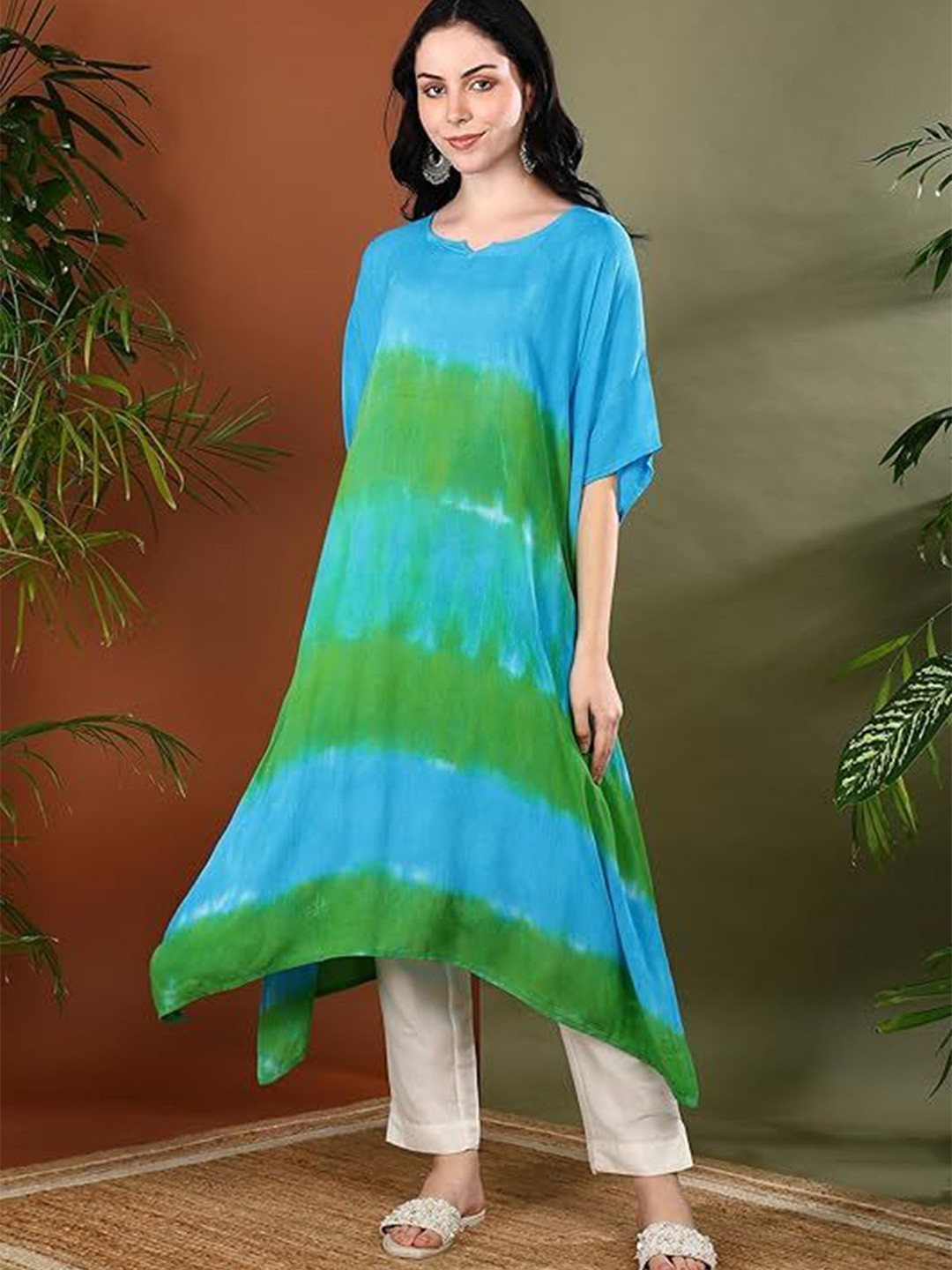 PinkTribe Women  Hand Tie Dyed Kaftan Kurta