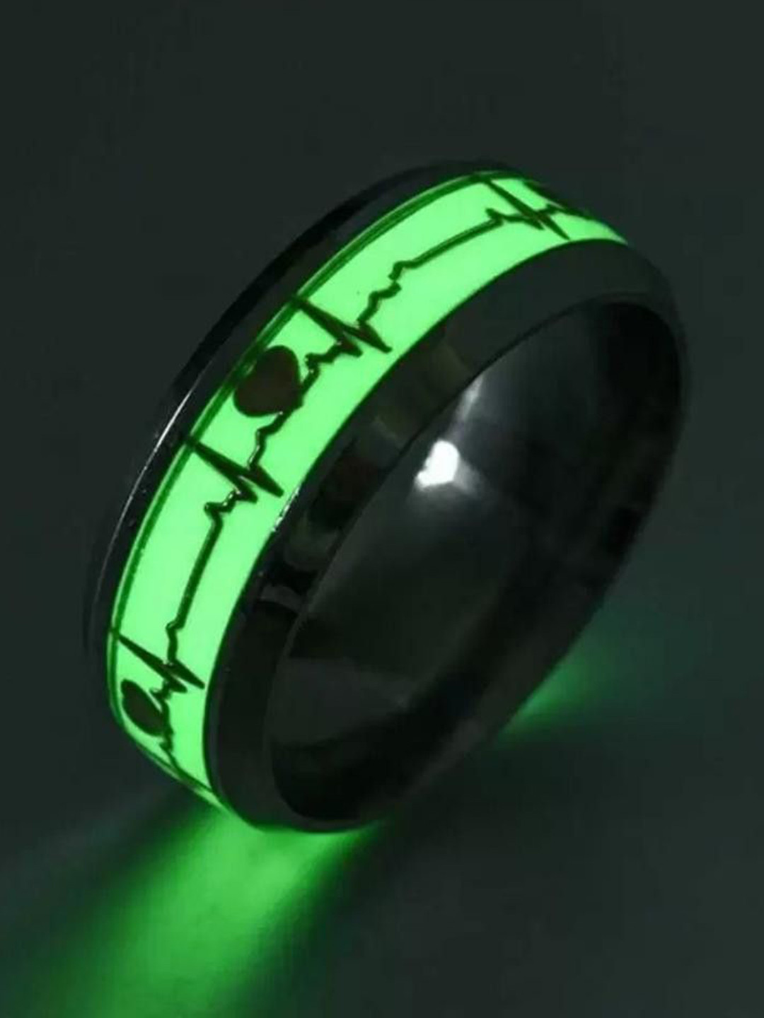 Zoey Men Silver-Plated Stainless Steel Radium Light Adjustable Finger Ring