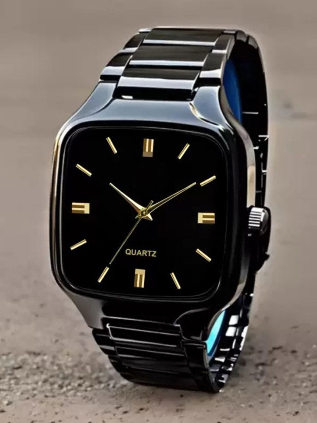 JUST LIKE Men Dial & Straps Adjustable Chain Lock Analogue Watch All Black Redu saqure 101