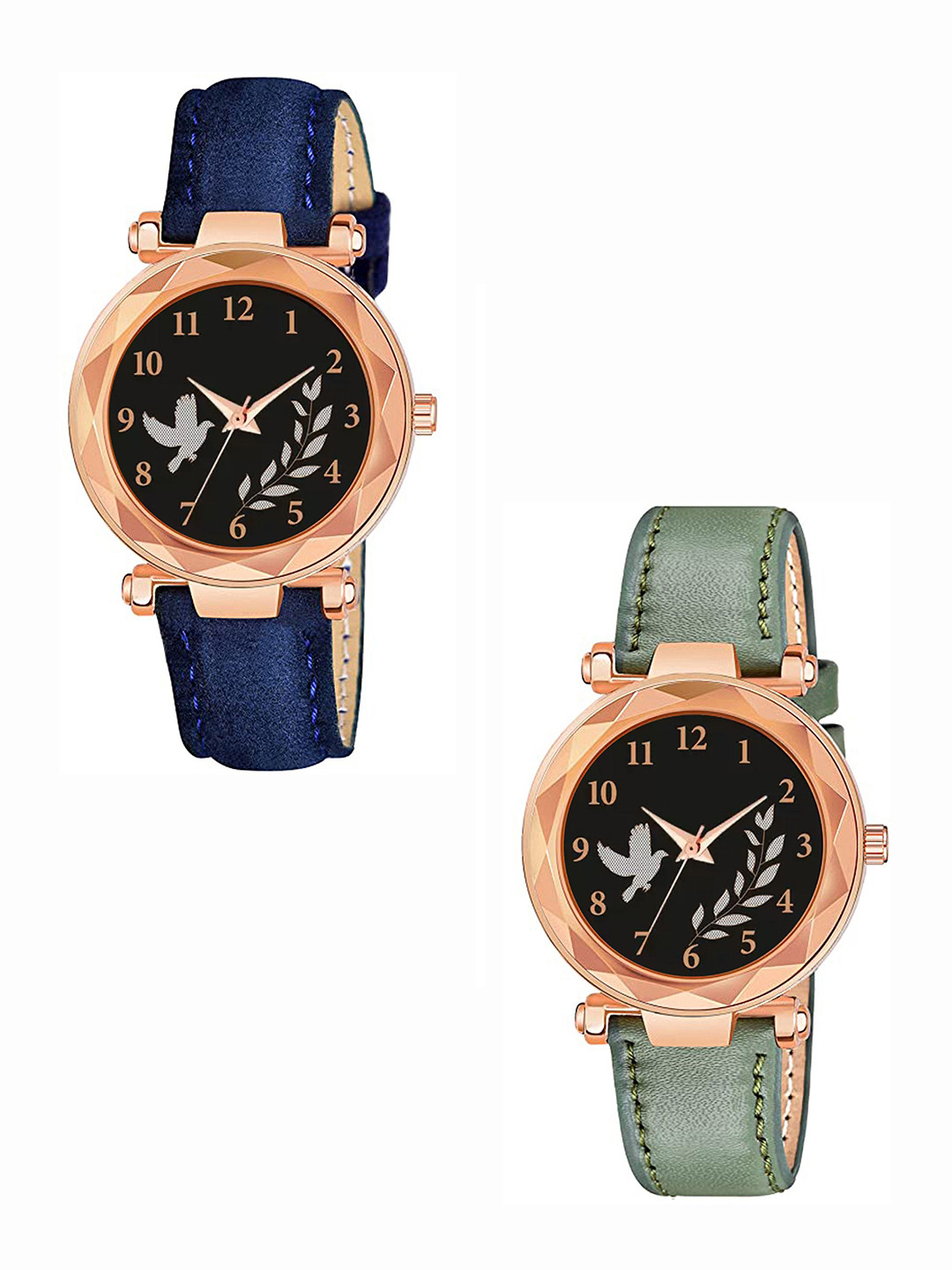 CSAMON Women Pack of 2 Straps Analogue Watch GR379RG BIRD BLU Vel GRE L