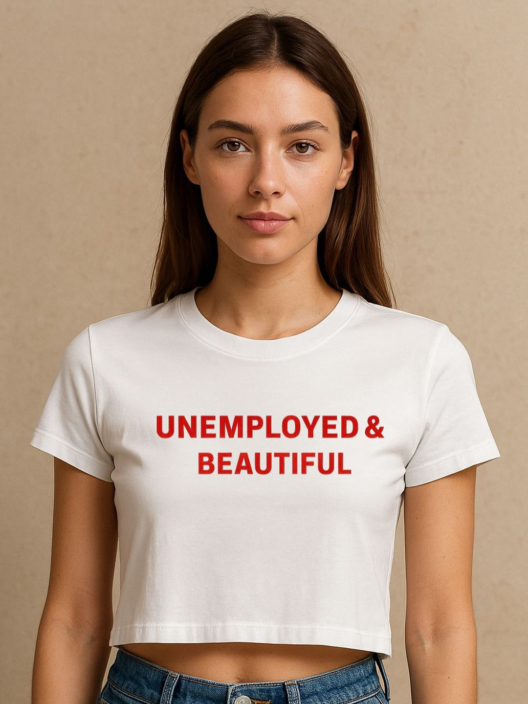 Art By Ritik Women Unemployed And Beautiful Printed Pure Cotton Crop T-shirt