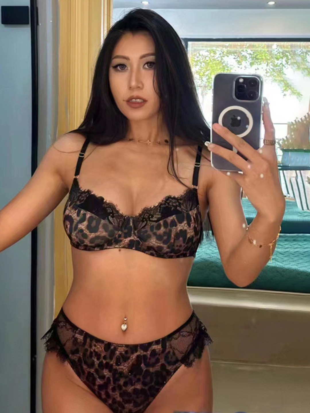 LULU & SKY Animal Printed Non-Padded Lingerie Set STY-491166-LEOPARD