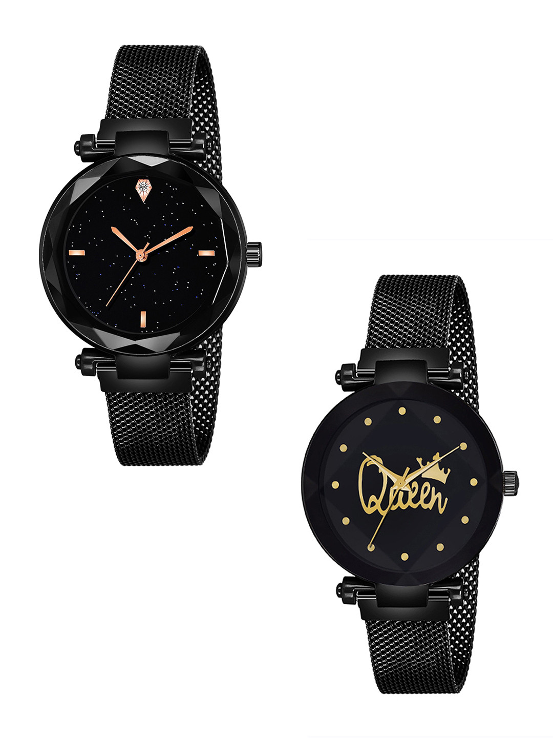 CSAMON Women Pack Of 2 Analogue Watch GR_379_Black_4_Figar_Prizam_Queen_Maganet