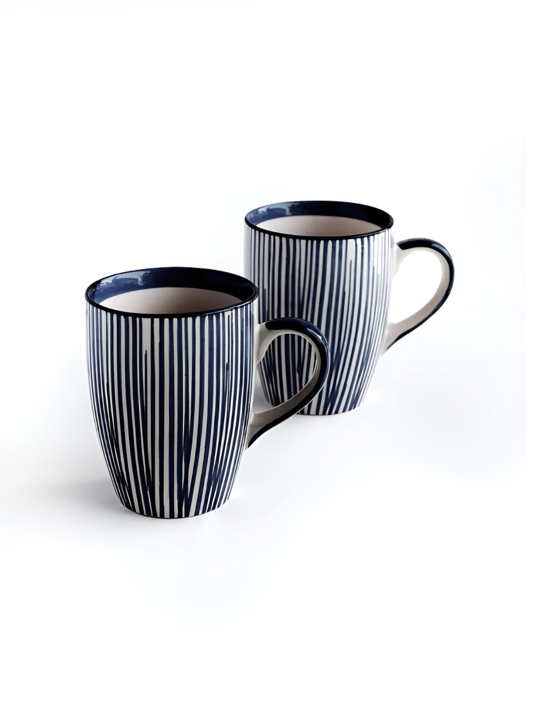 FREEDOM TREE Kyoto Black & White 2 Pieces Hand Painted Textured Ceramic Matte Mugs