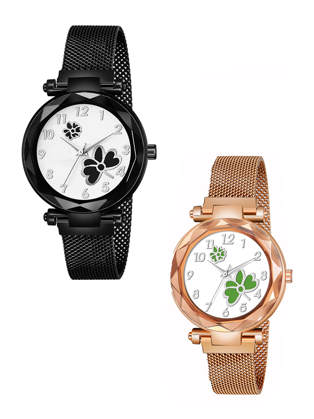 CSAMON Women pack of 2 Mother of Pearl Straps Analogue Watch GR_379 Black 315 Black 379 Dial