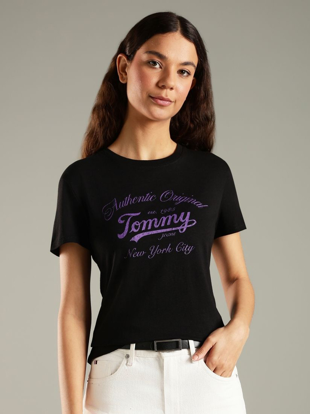 Tommy Hilfiger Women Brand Logo Printed Round Neck T-shirt