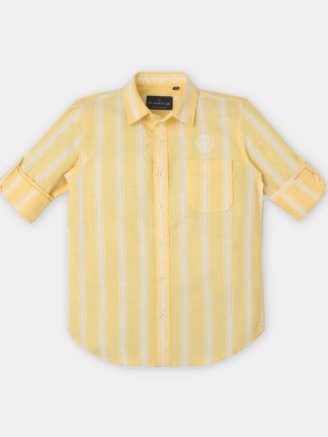 Infinity Boys Vertical Striped Roll-Up Sleeves Pure Cotton Shirt