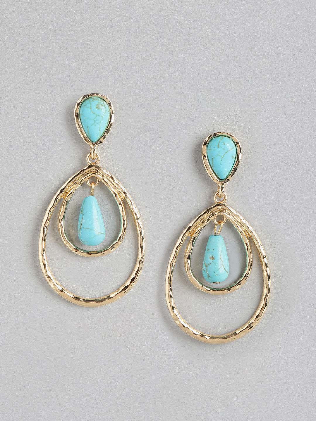 Forever New Gold Plated Teardrop Shaped Drop Earrings