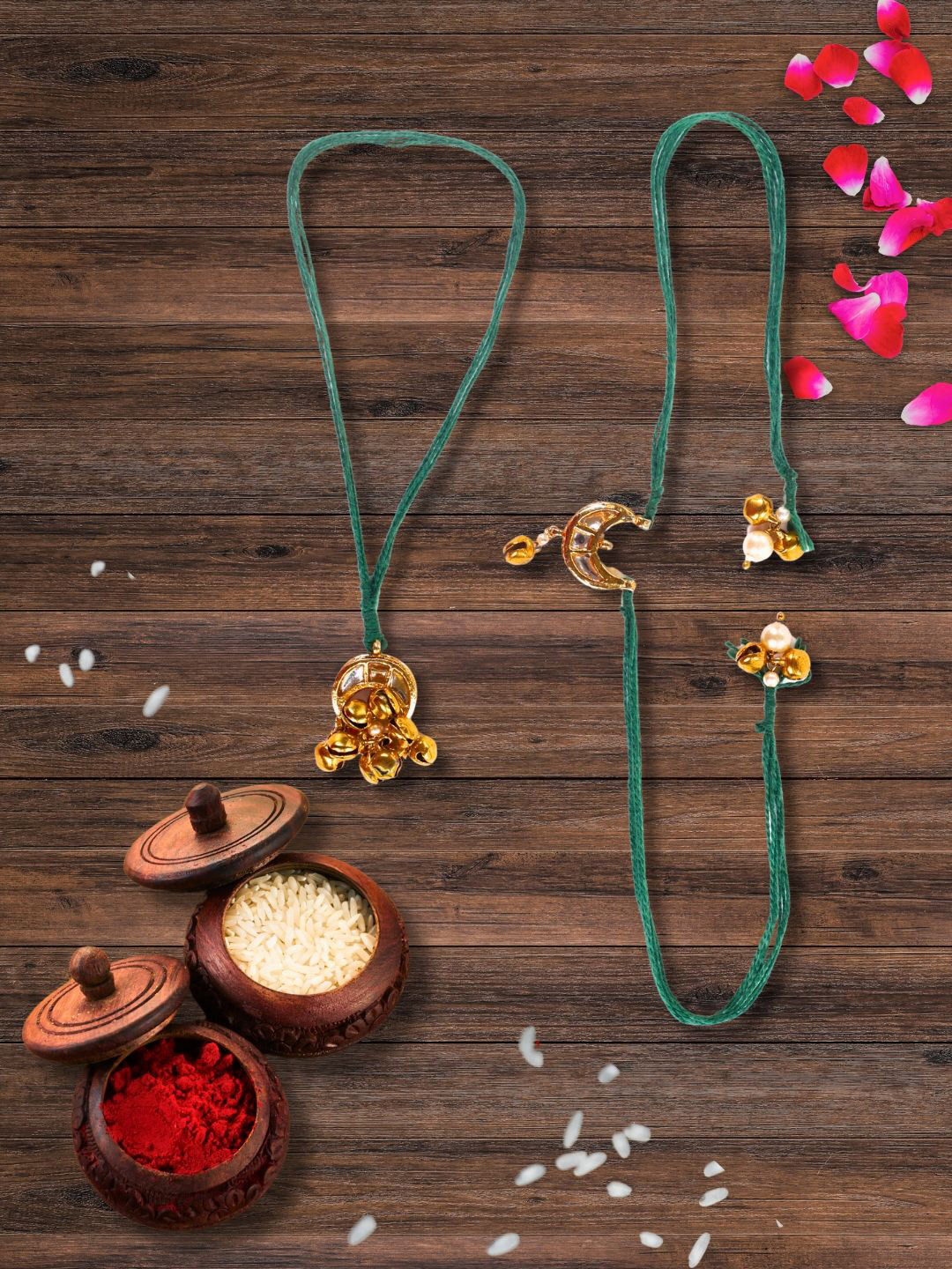 DUGRISTYLE Set Of 2 Bahiya and Bhabhi Rahki With Roli and Chawal