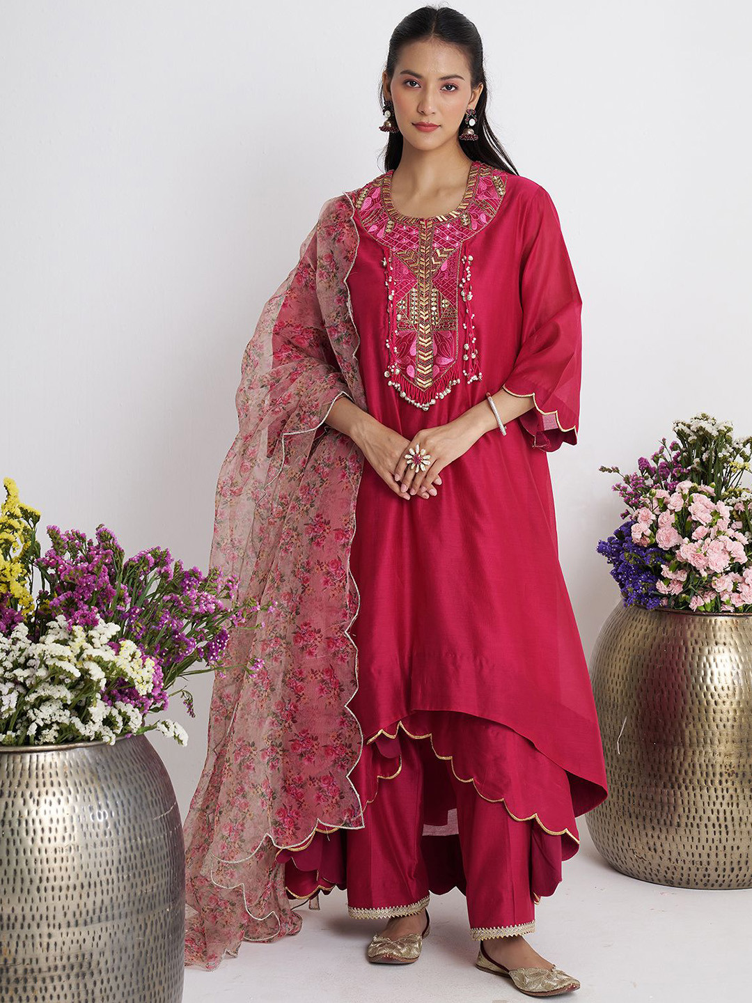 Siyona by Ankurita Women Yoke Design Double-layered Kurta With Pyjamas & Dupatta