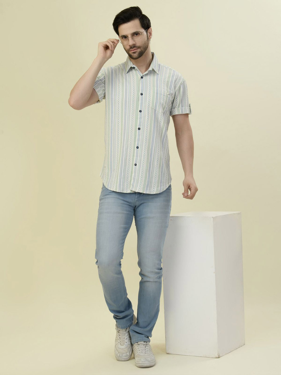 Albion By CnM Striped Spread Collar Original Cotton Relaxed Fit Shirt
