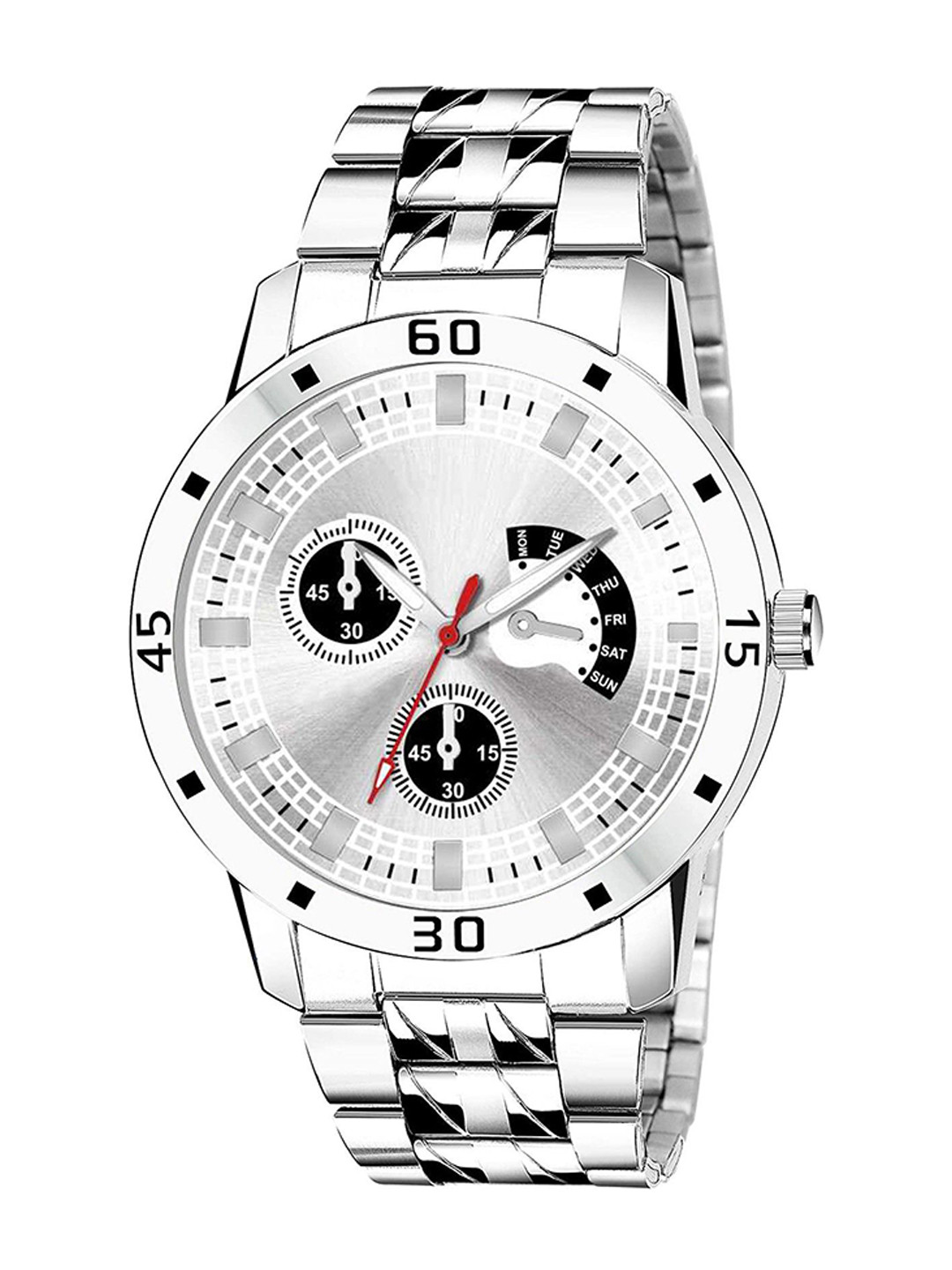 CSAMON Men Dial & Stainless Steel Bracelet Style Straps Analogue Watch Aeviyo Silver Stil